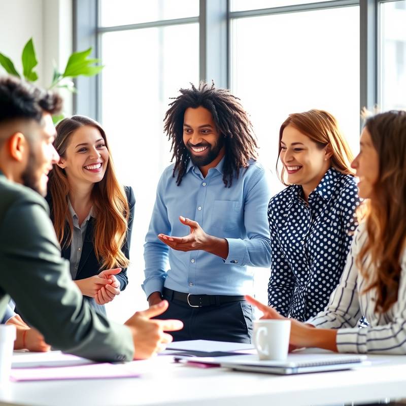 Team members discussing how to avoid unconscious bias during Interviewer training